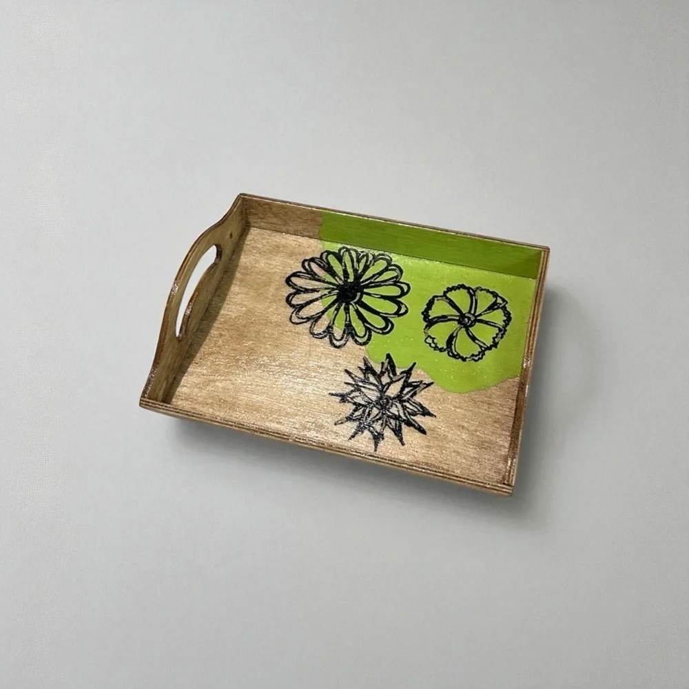 Handmade Wooden Trinket Dish Floral